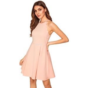 Romwe Pink A-line skater dress